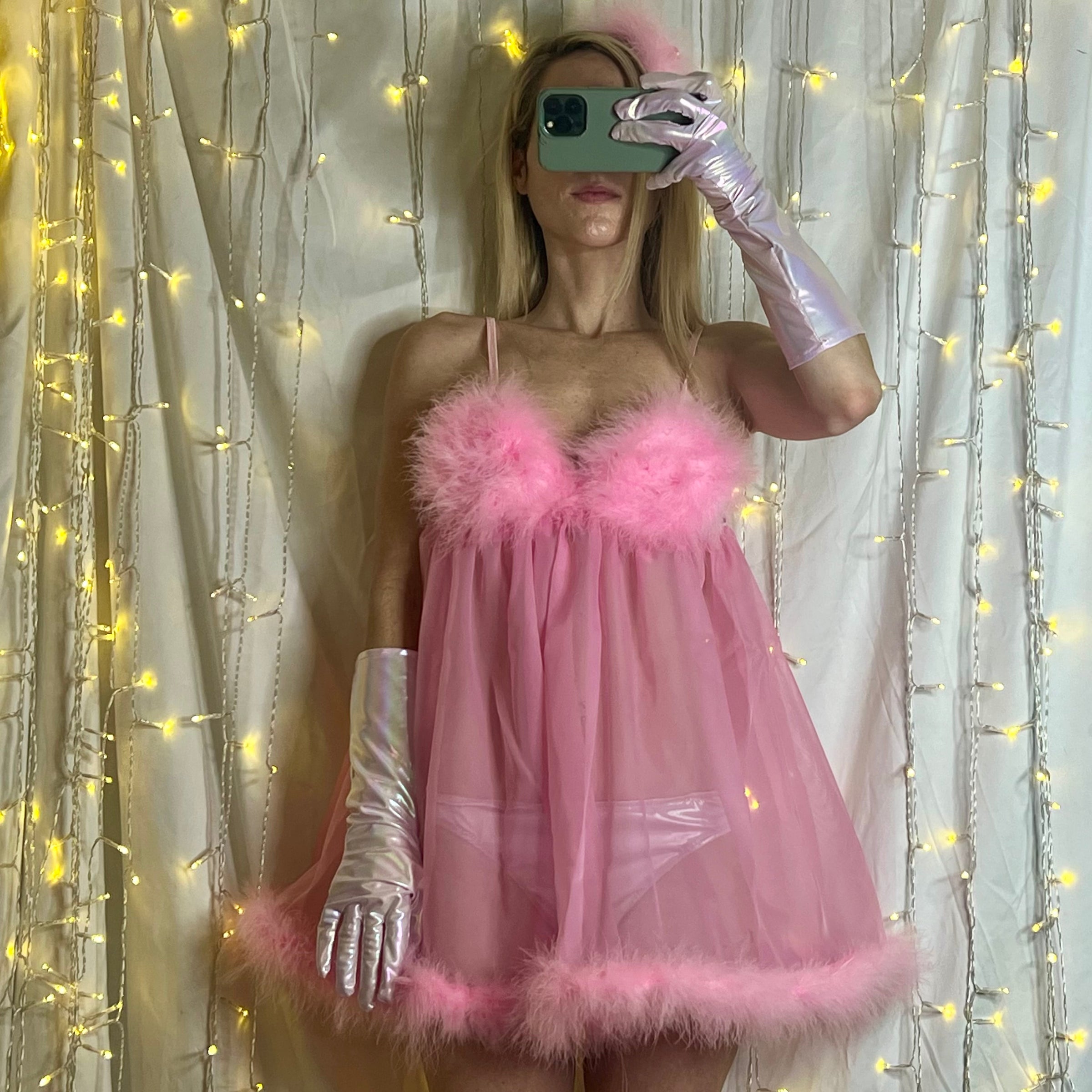 fembot pink dress Austin Powers Fembot Cosplay Costume Suspender Skirt Gloves Panties Pink Sexy Mini Dress Women