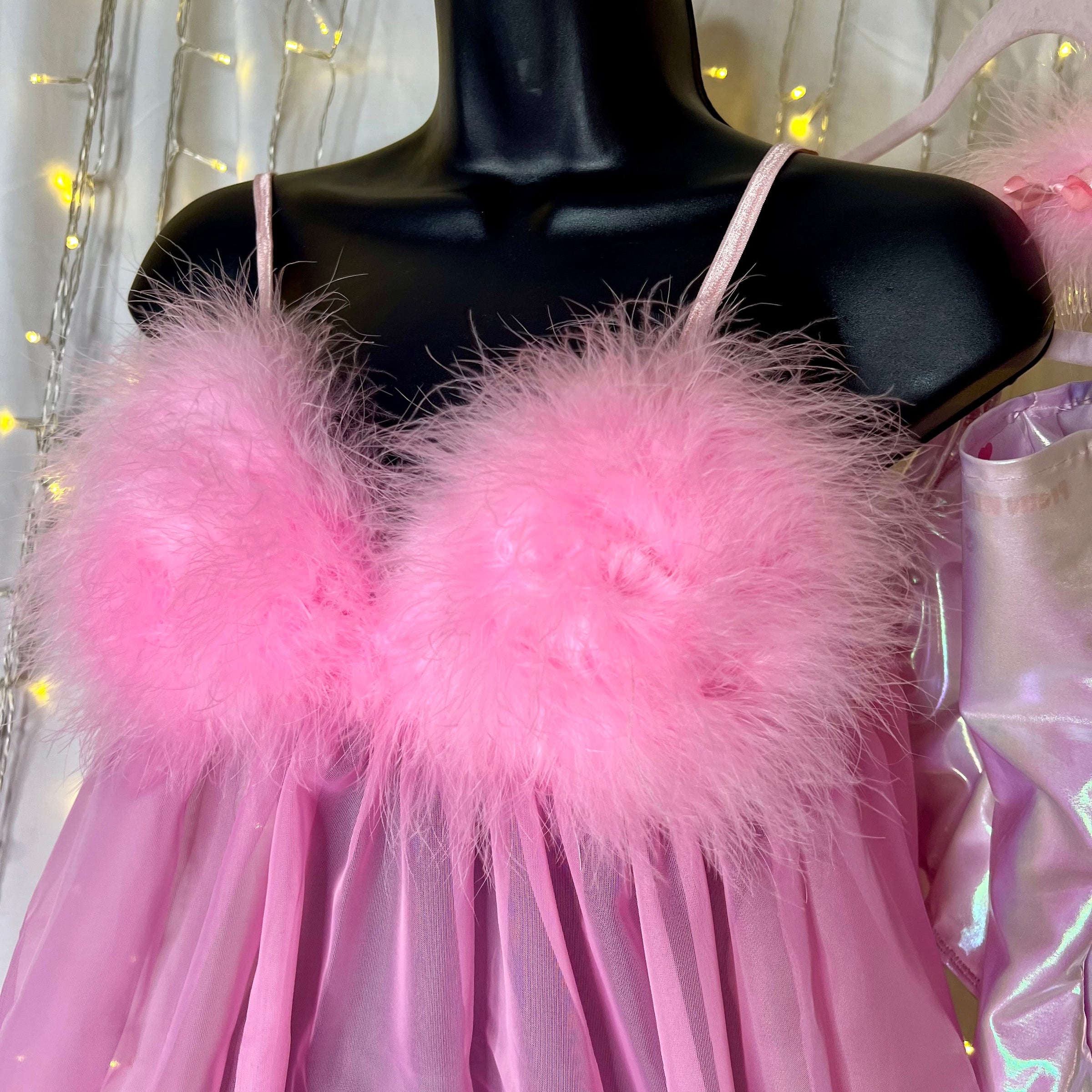 open lace back dress Plus Size Halloween Dolls Kill Pink Austin Powers Fembot Costume Set main image 0
